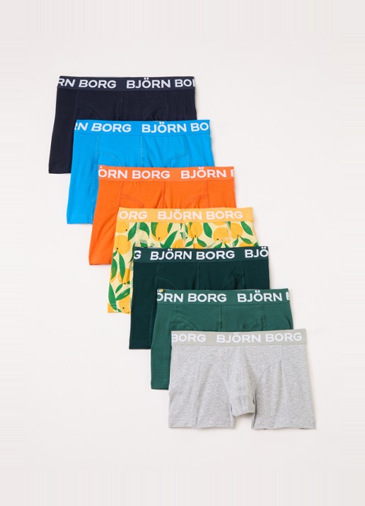 Björn Borg Boxershorts met logoband in 7-pack - voorkant blauw