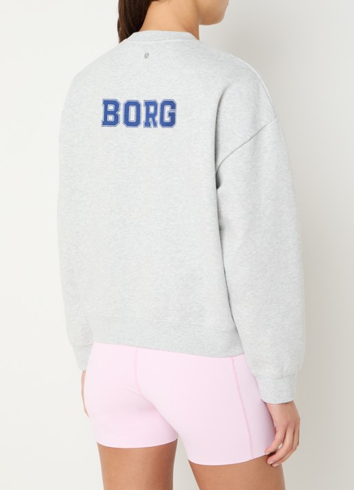 Björn Borg Boyfriend sweater met front- en backprint - achterkant 4 lichtgrijs
