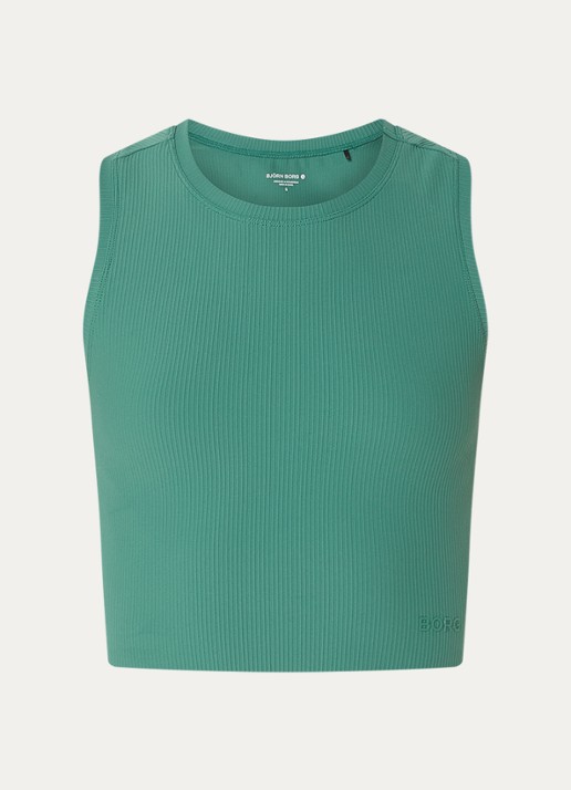 Björn Borg Cropped tanktop met structuur - voorkant 3 groen
