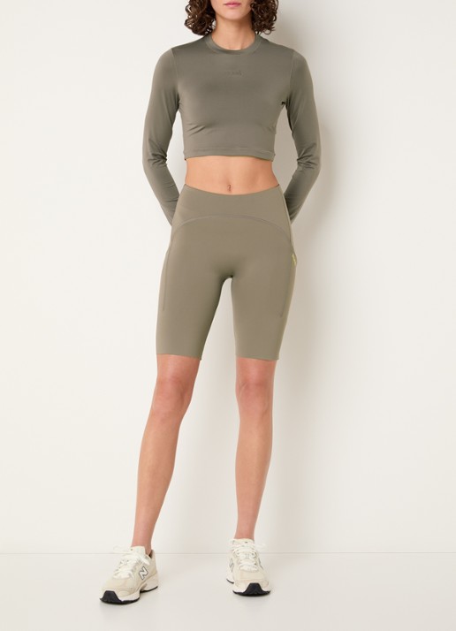 Björn Borg Cropped trainings longsleeve met logo  - voorkant 4 zand