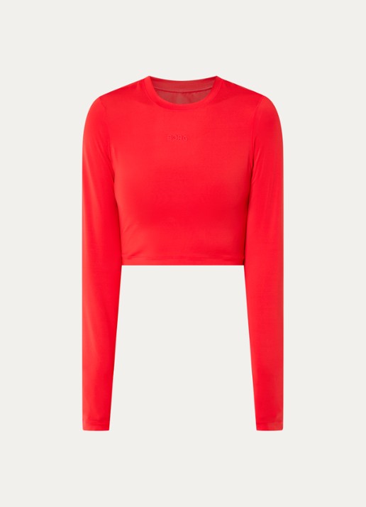 Björn Borg Cropped trainings longsleeve met logo - voorkant rood