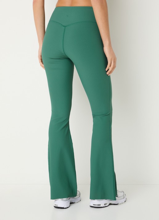 Björn Borg High waist flared fit legging met ribstructuur - achterkant groen