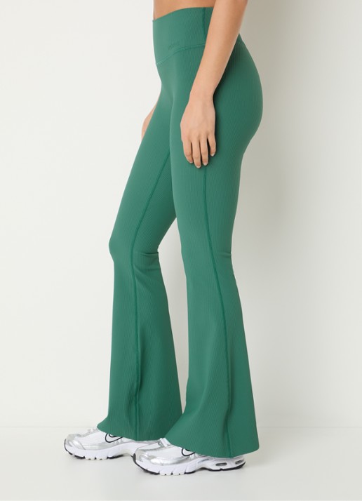Björn Borg High waist flared fit legging met ribstructuur - detail 5 groen
