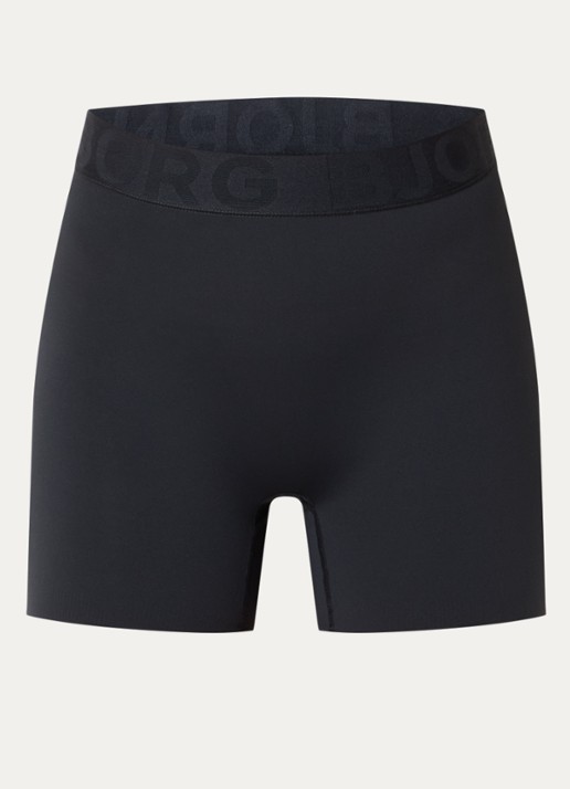 Björn Borg Mid waist slim fit shorts met logoband - voorkant zwart