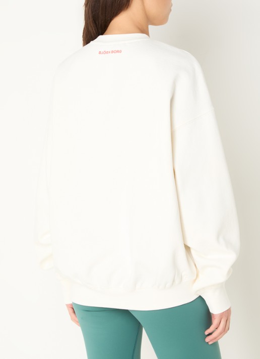Björn Borg Oversized sweater met print - achterkant gebroken wit
