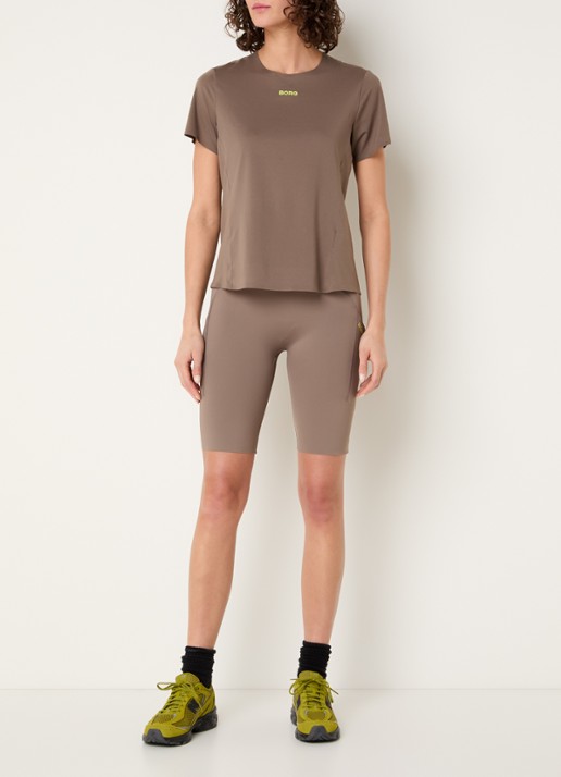 Björn Borg Performance high waist skinny fit korte trainingslegging - voorkant 3 donkerbeige