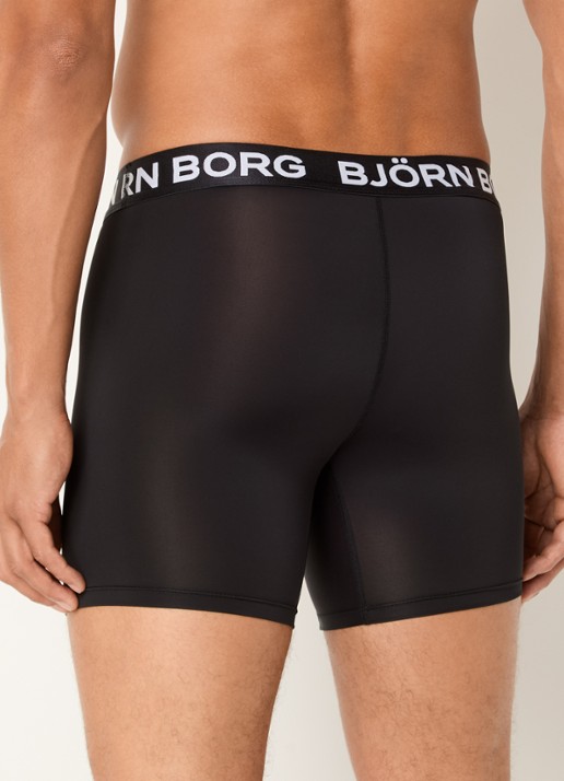 Björn Borg Sports Boxershorts met logoband in 3-pack - achterkant 2 zwart