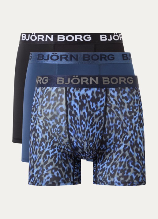 Björn Borg Sports Boxershorts met logoband in 3-pack - voorkant 3 zwart