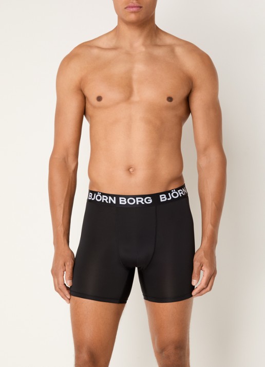 Björn Borg Sports Boxershorts met logoband in 3-pack - voorkant 4 zwart