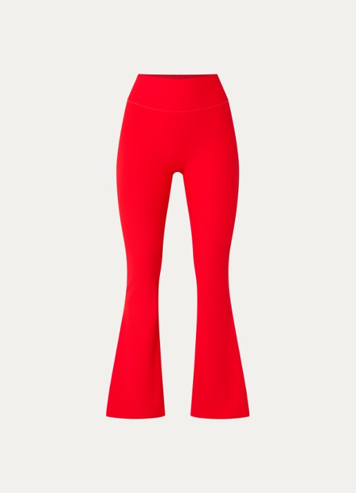 Björn Borg Studio high waist flared fit trainingslegging met ribstructuur - voorkant 4 rood