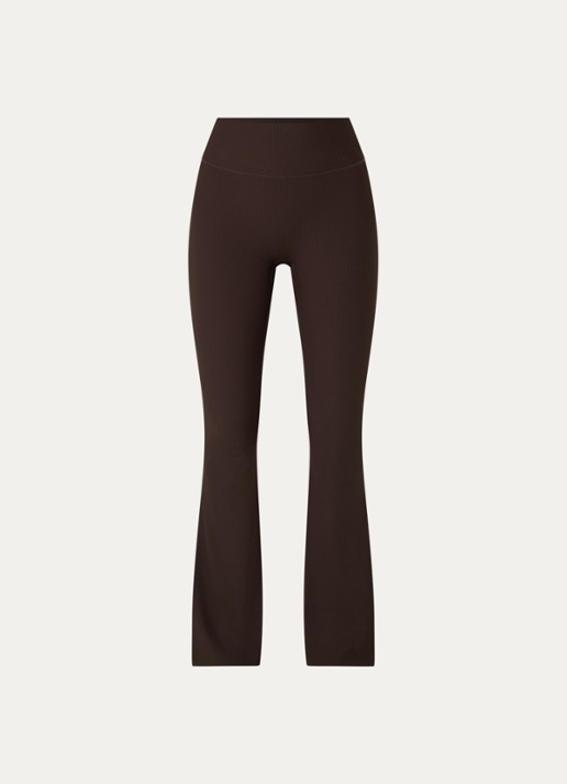 Björn Borg Studio high waist flared fit trainingslegging met ribstructuur - voorkant 4 bruin