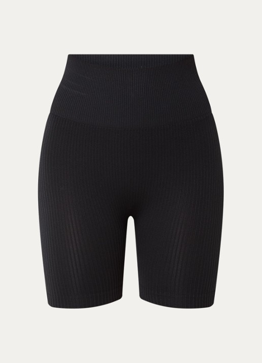 Björn Borg Studio high waist skinny fit rib korte trainingslegging - voorkant 2 zwart