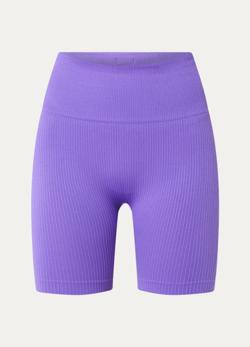 Björn Borg Studio high waist skinny fit rib korte trainingslegging - voorkant 2 violet