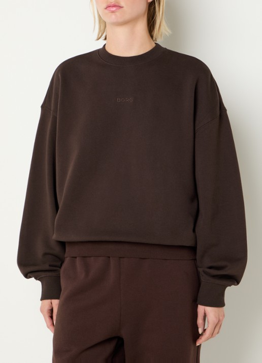 Björn Borg Studio Oversized sweater met logo - detail bruin