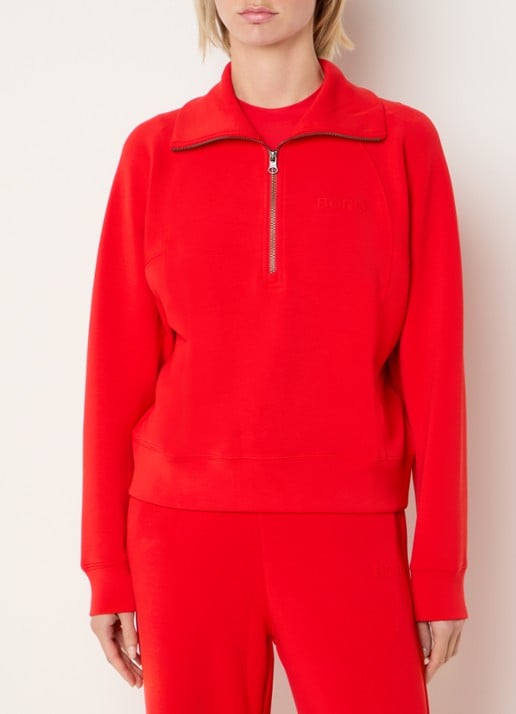 Björn Borg Studio Soft sweater met halve rits - detail 3 rood