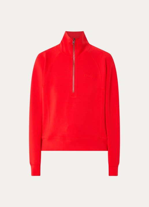Björn Borg Studio Soft sweater met halve rits - voorkant rood