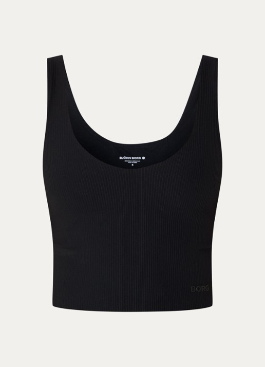 Björn Borg Studio sport bh met ribstructuur en medium support - voorkant 3 zwart