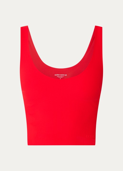 Björn Borg Studio sport bh met ribstructuur en medium support - voorkant 2 rood