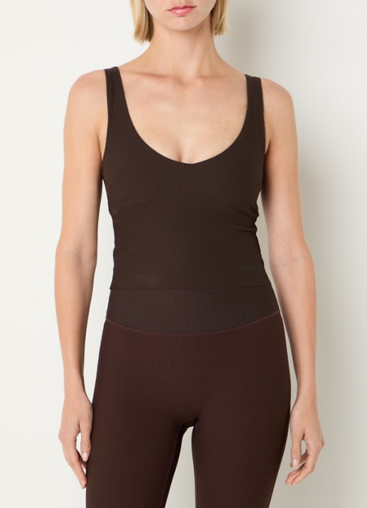 Björn Borg Studio sport bh met ribstructuur en medium support - detail bruin
