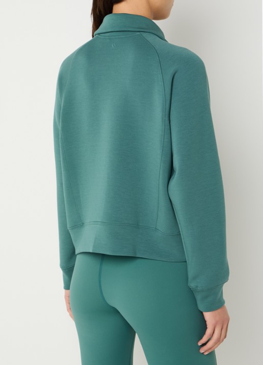 Björn Borg Studio sweater met logo en halve rits - achterkant 3 zeegroen