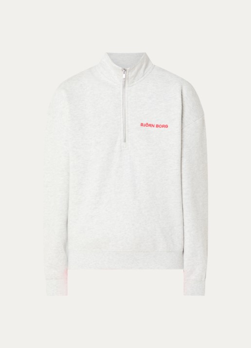 Björn Borg Sweater met halve rits - voorkant grijsmele