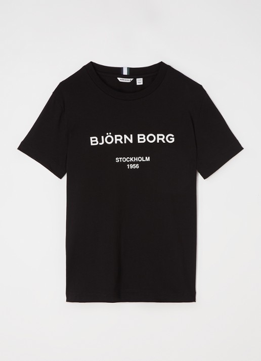 Björn Borg T-shirt met logoprint - voorkant zwart