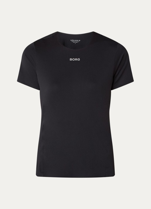 Björn Borg Trainings T-shirt met logo- en backprint - voorkant zwart