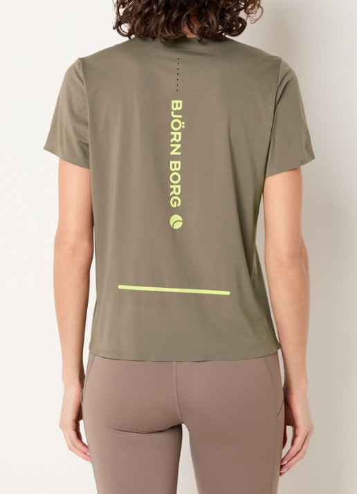 Björn Borg Trainings T-shirt met logo- en backprint - achterkant 4 zand