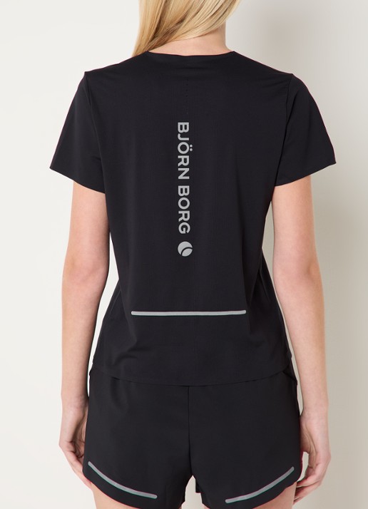 Björn Borg Trainings T-shirt met logo- en backprint - achterkant 2 zwart