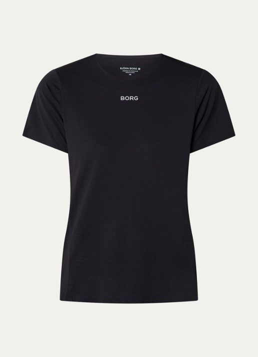 Björn Borg Trainings T-shirt met logo- en backprint - voorkant 3 zwart