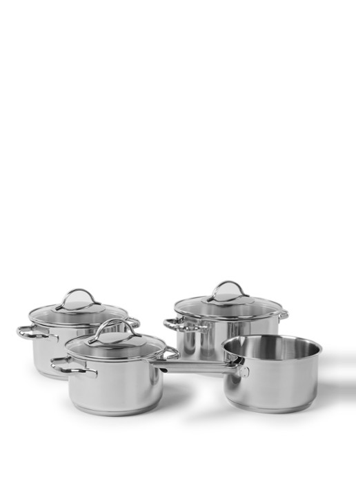 BK Essentials pannenset 4-delig - voorkant zilver
