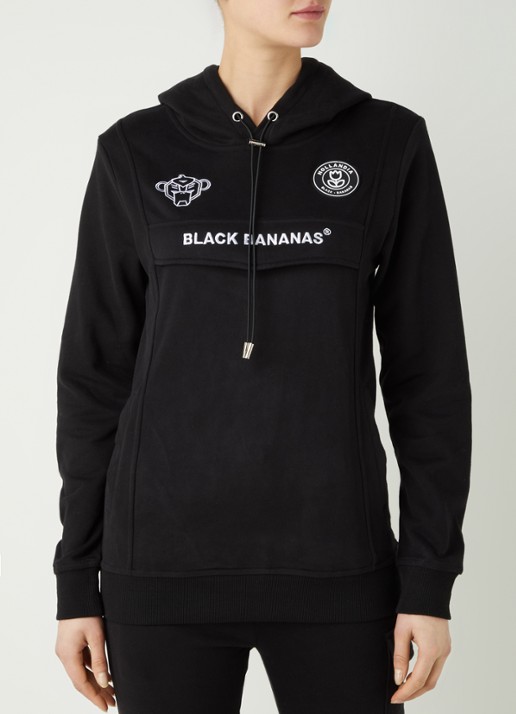 Black Bananas Hoodie met steekzakken en logoborduring - detail 4 zwart