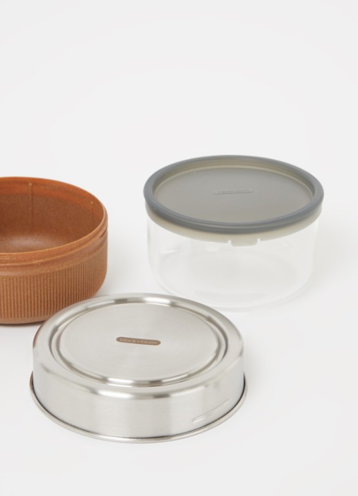 Black + Blum glazen lunchbox  - detail zilver
