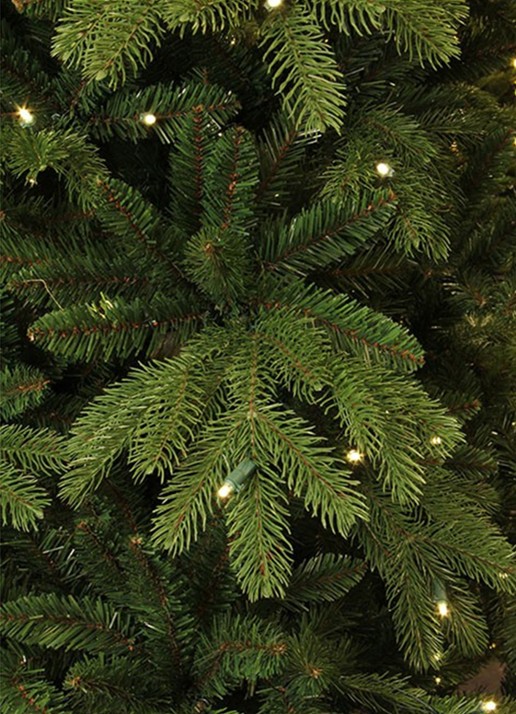 Black box Brampton kunstkerstboom met LED verlichting 215 cm - detail donkergroen