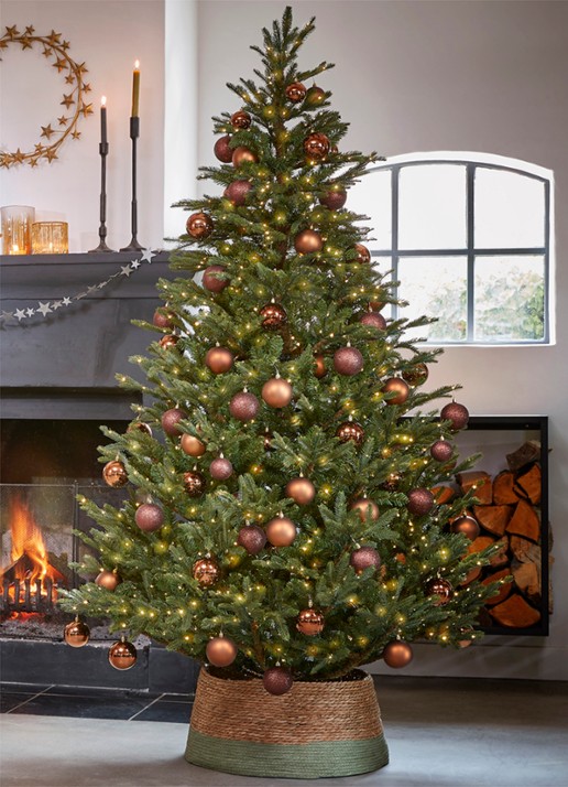 Black box Frasier kunstkerstboom met LED verlichting 185 cm - voorkant 5 groen