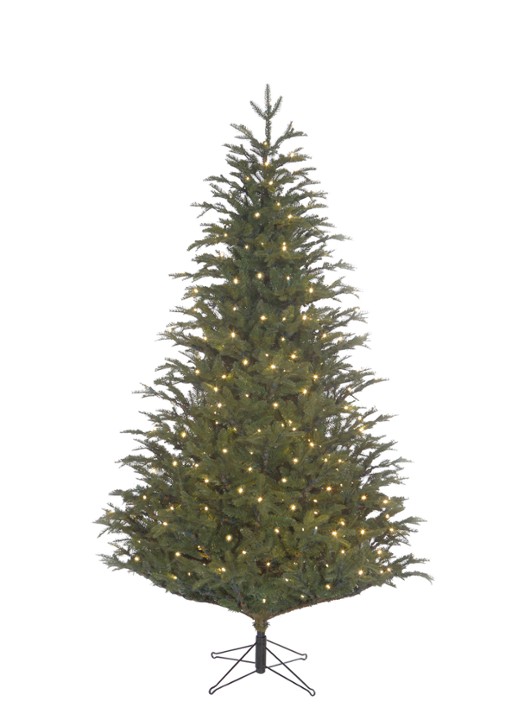 Black box Frasier kunstkerstboom met LED verlichting 215 cm - voorkant 2 groen