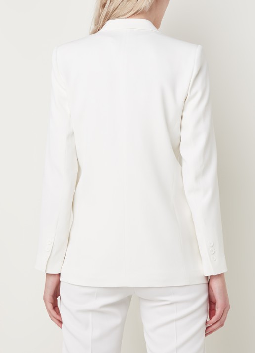 Blazer in wolblend contrast van satijn - achterkant 3 gebroken wit