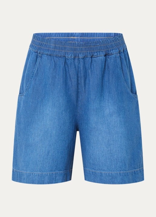 BLLMR Evy mid waist straight fit korte broek in linnenblend - voorkant 2 kobaltblauw