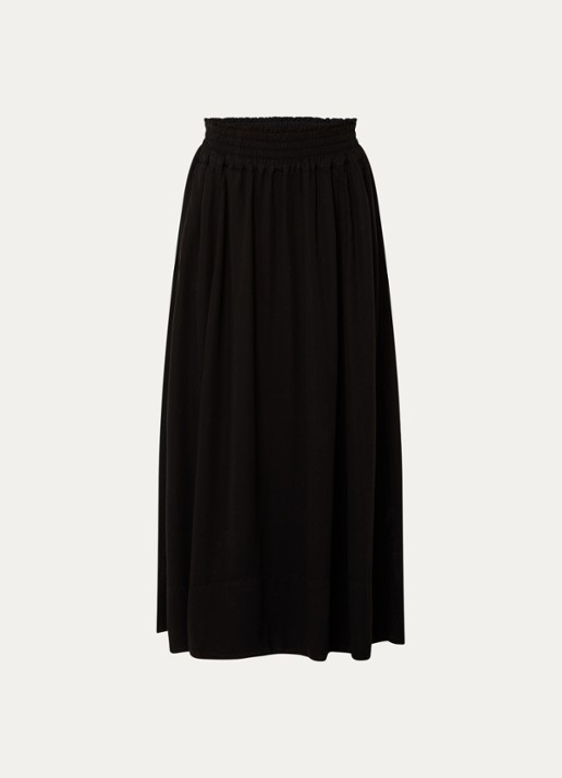 BLLMR Laila midi A-lijn rok met elastische band - voorkant 2 zwart