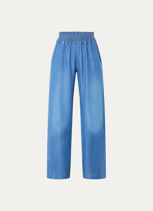 BLLMR Stella high waist wide fit broek van chambray - voorkant 2 blauw