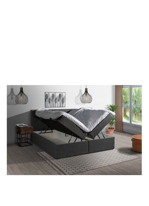 Bloemendaal Guardar Boxspring met opbergruimte inclusief matras en topper - voorkant 2 antraciet