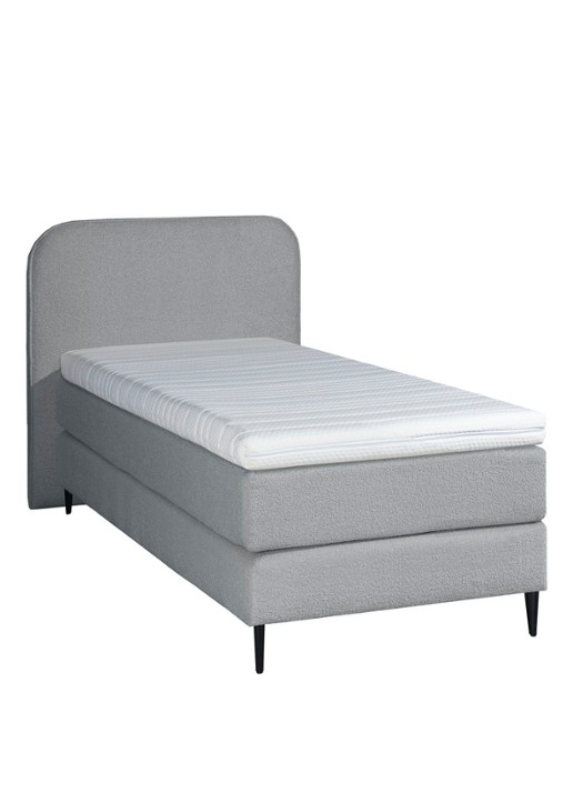 Bloemendaal Treviso eenpersoons boxspring combinatie inclusief matras en topper - voorkant lichtgrijs
