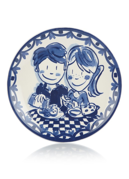 Blond Amsterdam Delfts Blond ontbijtbord 22 cm - voorkant blauw