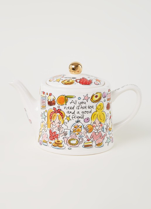 Blond Amsterdam Even Bijkletsen You and me theepot 1,5 liter - voorkant 3 multicolor
