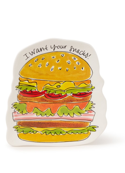 Blond Amsterdam Snack Burger gebaksbordje 20 x 16 cm - voorkant 5 wit