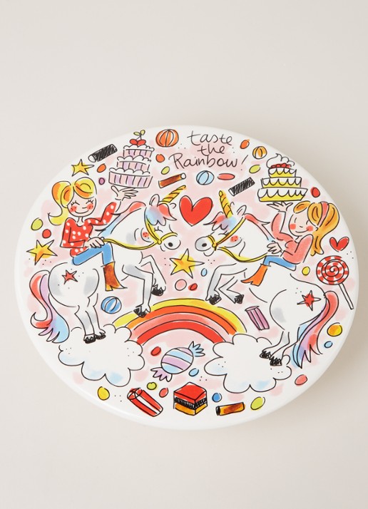 Blond Amsterdam Unicorn taartplateau 23 cm - detail roze
