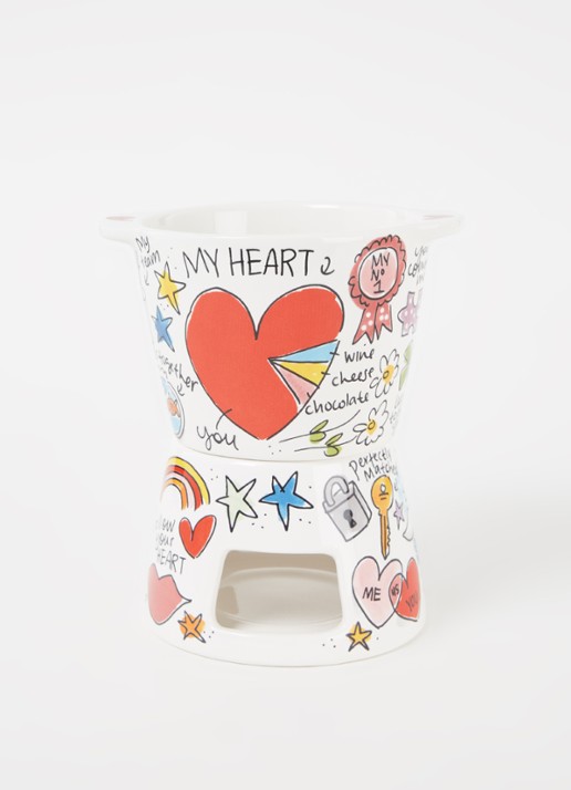 Blond Amsterdam Valentijn fondue set klein 18 cm - voorkant 3 multicolor