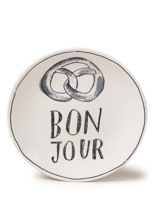 Blond Amsterdam X Noir Bonjour gebaksbordje 12 cm - voorkant gebroken wit