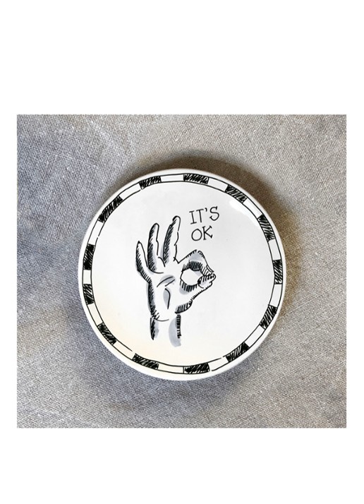 Blond Amsterdam X Noir It's Ok gebaksbordje 12 cm - voorkant 2 gebroken wit
