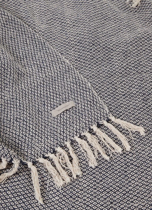 Bloomingville Barry plaid van  katoenblend 160 x 130 cm - detail 3 donkerblauw